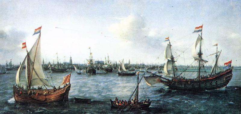 VROOM, Hendrick Cornelisz. The Harbour in Amsterdam we